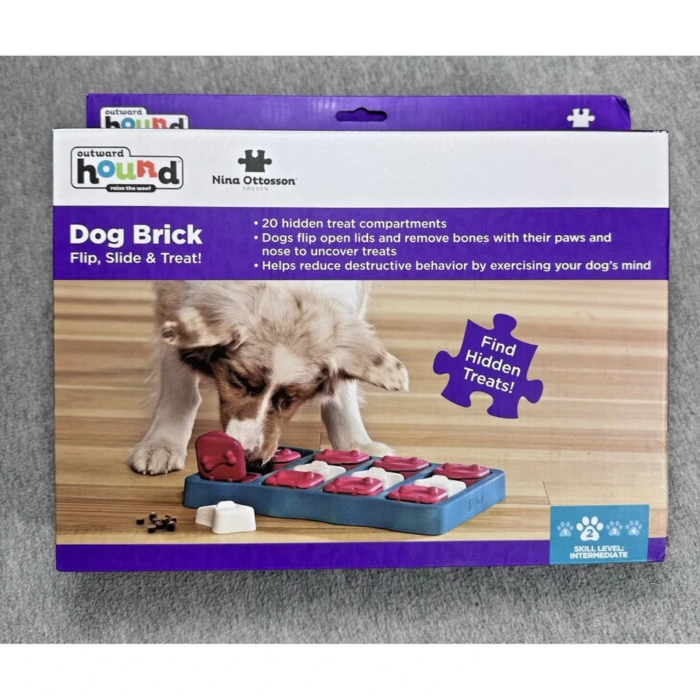 DOG BRICK Puzzle - Slip, Slide & Treat Outward Hound Dog Toy